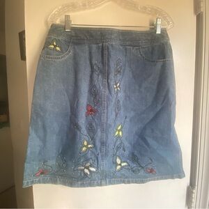 I.E. Relaxed Embroidered‎ Denim Skirt size 8